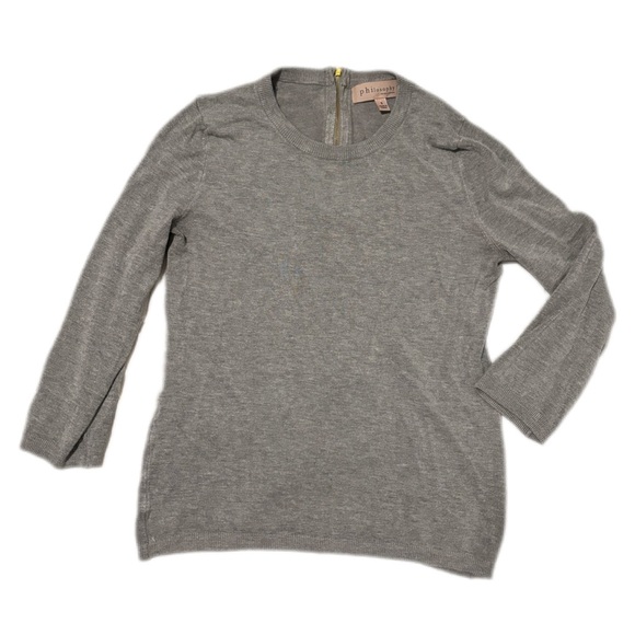 Philosophy Grey 3/4 Sleeve Crew Neck Sweater - Picture 1 of 4